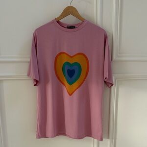 Pink Multicolor Heart Kids T-Shirt